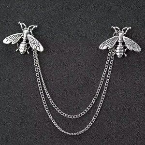 Men’s Bee Vintage style Brooch Pins Chain Bee brooch